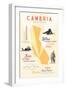 Cambria, California - Typography and Icons-Lantern Press-Framed Art Print