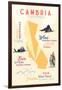 Cambria, California - Typography and Icons-Lantern Press-Framed Art Print