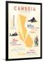 Cambria, California - Typography and Icons-Lantern Press-Framed Art Print