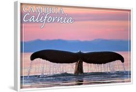 Cambria, California - Whale Fluke and Sunset-Lantern Press-Framed Art Print