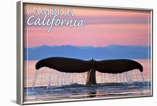 Cambria, California - Whale Fluke and Sunset-Lantern Press-Framed Art Print