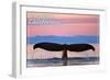Cambria, California - Whale Fluke and Sunset-Lantern Press-Framed Art Print