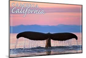 Cambria, California - Whale Fluke and Sunset-Lantern Press-Mounted Art Print