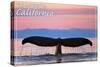 Cambria, California - Whale Fluke and Sunset-Lantern Press-Stretched Canvas