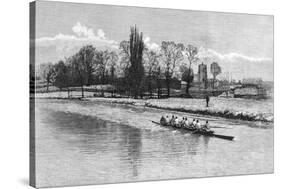 Cambridge Eight Rowing on the River Cam, 1890-null-Stretched Canvas