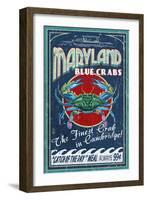 Cambridge, Maryland - Blue Crabs-Lantern Press-Framed Art Print