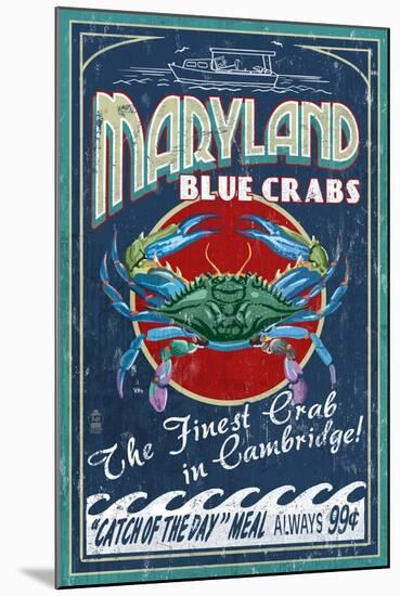 Cambridge, Maryland - Blue Crabs-Lantern Press-Mounted Art Print