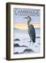 Cambridge, Maryland - Blue Heron and Fog-Lantern Press-Framed Art Print