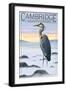 Cambridge, Maryland - Blue Heron and Fog-Lantern Press-Framed Art Print