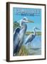 Cambridge, Maryland - Blue Herons-Lantern Press-Framed Art Print