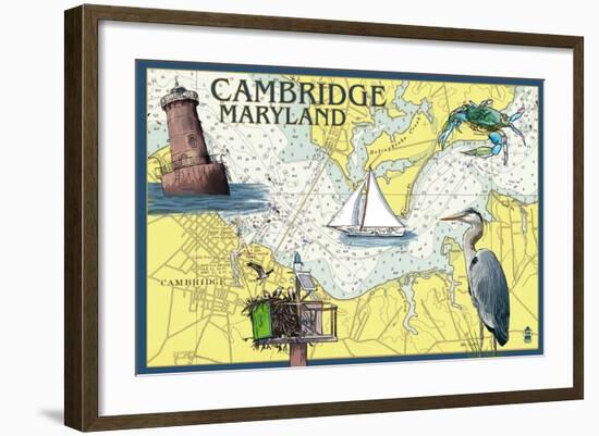 Cambridge, Maryland - Nautical Chart-Lantern Press-Framed Art Print