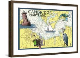 Cambridge, Maryland - Nautical Chart-Lantern Press-Framed Art Print