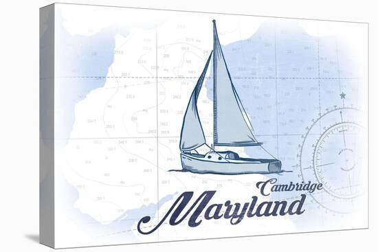 Cambridge, Maryland - Sailboat - Blue - Coastal Icon-Lantern Press-Stretched Canvas