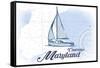 Cambridge, Maryland - Sailboat - Blue - Coastal Icon-Lantern Press-Framed Stretched Canvas