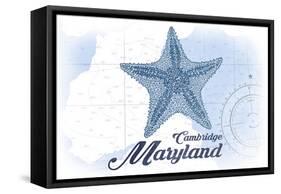 Cambridge, Maryland - Starfish - Blue - Coastal Icon-Lantern Press-Framed Stretched Canvas