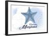 Cambridge, Maryland - Starfish - Blue - Coastal Icon-Lantern Press-Framed Art Print