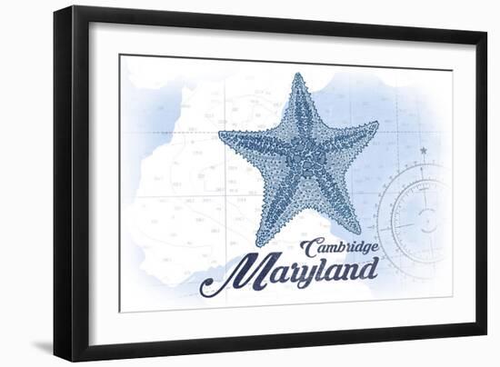 Cambridge, Maryland - Starfish - Blue - Coastal Icon-Lantern Press-Framed Art Print