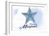 Cambridge, Maryland - Starfish - Blue - Coastal Icon-Lantern Press-Framed Art Print