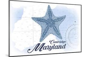 Cambridge, Maryland - Starfish - Blue - Coastal Icon-Lantern Press-Mounted Art Print