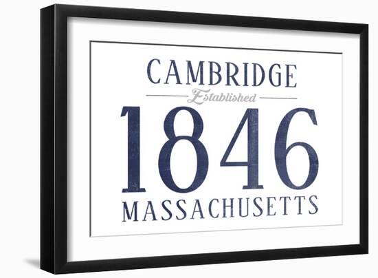 Cambridge, Massachusetts - Established Date (Blue)-Lantern Press-Framed Art Print