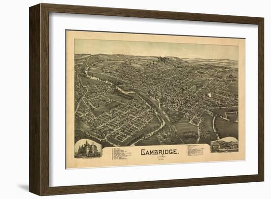 Cambridge, Ohio - Panoramic Map-Lantern Press-Framed Art Print