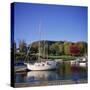 Camden Harbour with Fall Colours and Mount Battie in the Background, Maine, New England, USA-Roy Rainford-Stretched Canvas