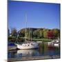 Camden Harbour with Fall Colours and Mount Battie in the Background, Maine, New England, USA-Roy Rainford-Mounted Photographic Print