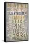 Camden, Maine - Barnwood Typography-Lantern Press-Framed Stretched Canvas