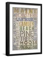 Camden, Maine - Barnwood Typography-Lantern Press-Framed Art Print