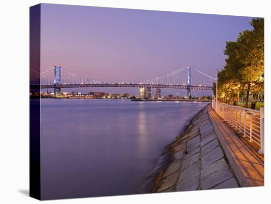 Camden Waterfront and Ben Franklin Bridge, City of Camden, New Jersey-Richard Cummins-Stretched Canvas