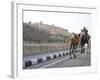 Camel and Elephant Walking Past Amber Fort, Amber, Rajasthan, India, Asia-Annie Owen-Framed Photographic Print