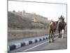 Camel and Elephant Walking Past Amber Fort, Amber, Rajasthan, India, Asia-Annie Owen-Mounted Photographic Print