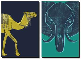 Camel and Elephant-null-Stretched Canvas