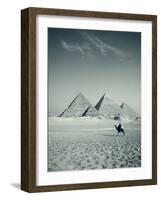 Camel and Giza Pyramids, Giza, Cairo, Egypt-Jon Arnold-Framed Photographic Print