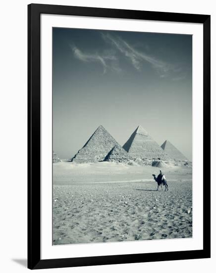 Camel and Giza Pyramids, Giza, Cairo, Egypt-Jon Arnold-Framed Photographic Print