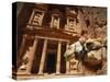 Camel and Low Angle View of the Khazneh, Petra, Jordan-Neale Clarke-Stretched Canvas