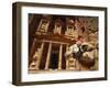 Camel and Low Angle View of the Khazneh, Petra, Jordan-Neale Clarke-Framed Photographic Print