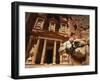 Camel and Low Angle View of the Khazneh, Petra, Jordan-Neale Clarke-Framed Photographic Print