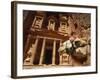 Camel and Low Angle View of the Khazneh, Petra, Jordan-Neale Clarke-Framed Photographic Print