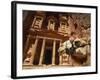 Camel and Low Angle View of the Khazneh, Petra, Jordan-Neale Clarke-Framed Photographic Print