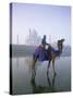 Camel and Rider in Front of the Taj Mahal and Yamuna River, Taj Mahal, Uttar Pradesh State, India-Gavin Hellier-Stretched Canvas