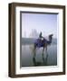 Camel and Rider in Front of the Taj Mahal and Yamuna River, Taj Mahal, Uttar Pradesh State, India-Gavin Hellier-Framed Photographic Print