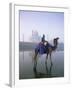 Camel and Rider in Front of the Taj Mahal and Yamuna River, Taj Mahal, Uttar Pradesh State, India-Gavin Hellier-Framed Photographic Print
