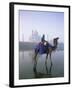 Camel and Rider in Front of the Taj Mahal and Yamuna River, Taj Mahal, Uttar Pradesh State, India-Gavin Hellier-Framed Photographic Print