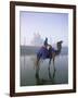 Camel and Rider in Front of the Taj Mahal and Yamuna River, Taj Mahal, Uttar Pradesh State, India-Gavin Hellier-Framed Photographic Print