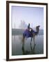 Camel and Rider in Front of the Taj Mahal and Yamuna River, Taj Mahal, Uttar Pradesh State, India-Gavin Hellier-Framed Photographic Print