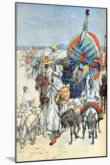 Camel Caravan Crossing Sahara Desert Tuat Algeria (March 1903)-null-Mounted Giclee Print