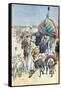 Camel Caravan Crossing Sahara Desert Tuat Algeria (March 1903)-null-Framed Stretched Canvas