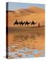 Camel Caravan Going along the Lake the Sahara Desert, Morocco.-Vladimir Wrangel-Stretched Canvas