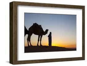 Camel Driver, Sahara Desert, Merzouga, Morocco, North Africa, Africa-Doug Pearson-Framed Photographic Print